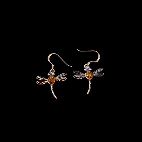 Outlander Inspired Dragonfly Earrings With Amber